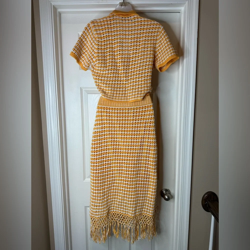 Derek Lam Knit Crop Polo and Fringe Skirt - Picture 9 of 12